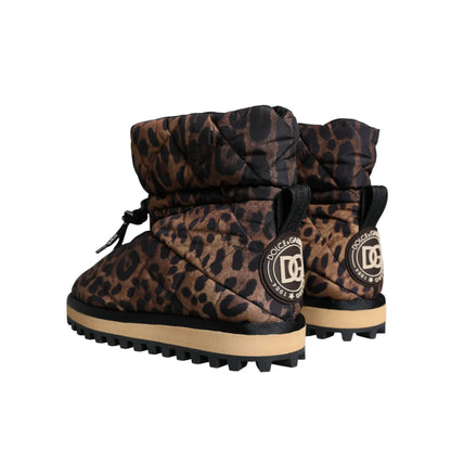 Dolce Gabbana Leopard Ankle Boots Stunning Brown Padded Designer Shoes &