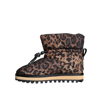 Dolce Gabbana Leopard Ankle Boots Stunning Brown Padded Designer Shoes &