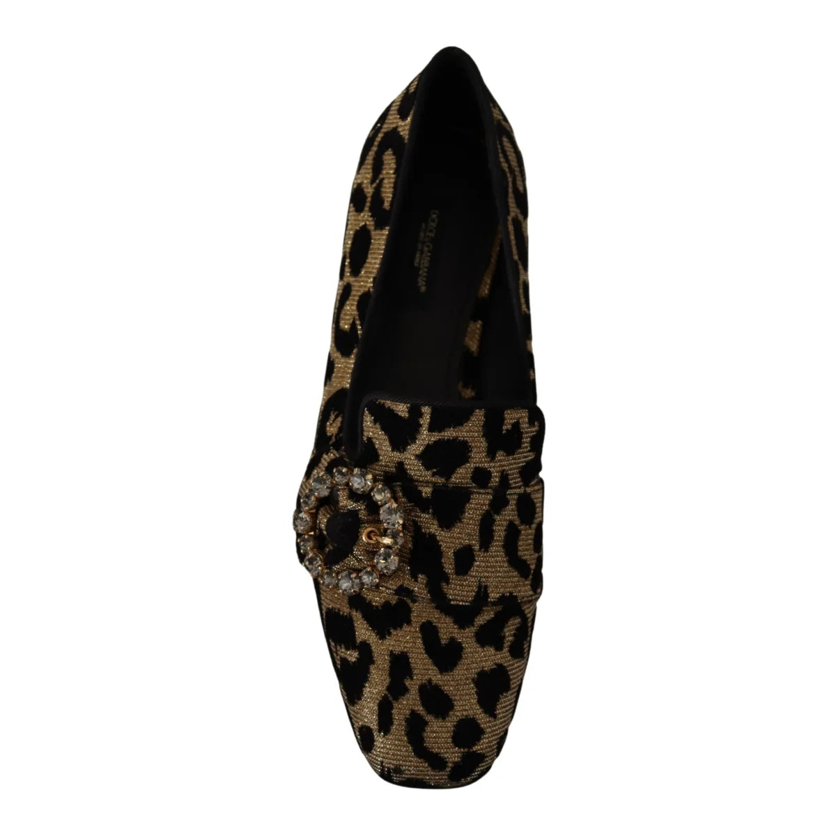 Dolce Gabbana Leopard Loafers Flats Crystal Gems Detail &