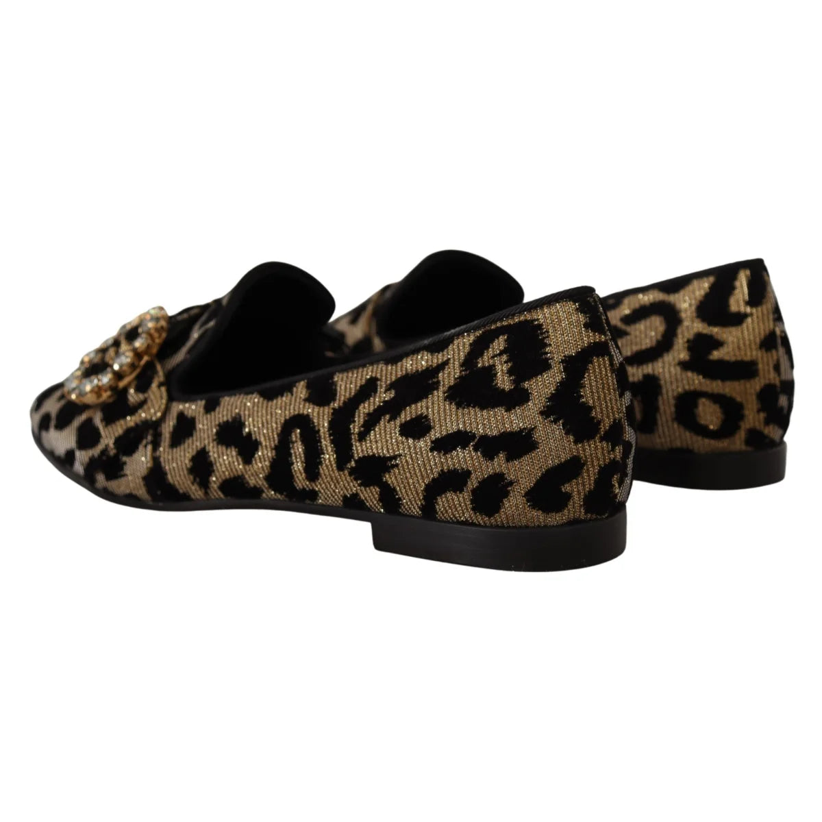 Dolce Gabbana Leopard Loafers Flats Crystal Gems Detail &