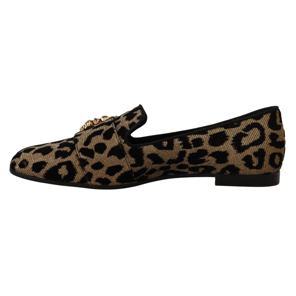 Dolce Gabbana Leopard Loafers Flats Crystal Gems Detail &