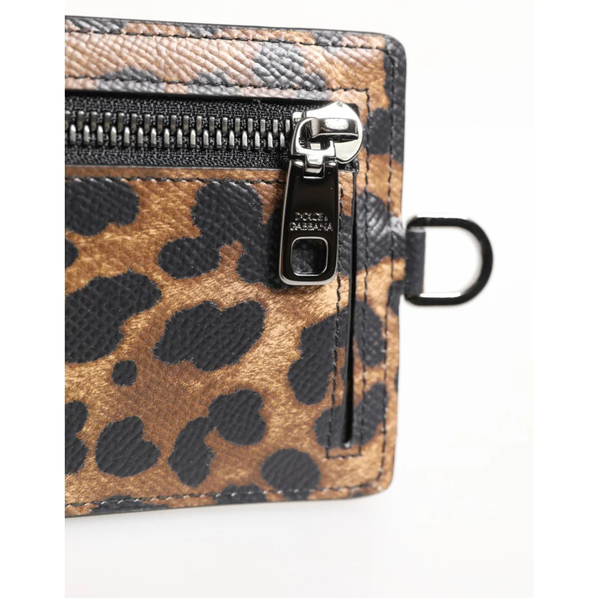 Dolce & Gabbana Leopard Print Card Holder Wallet in Leather