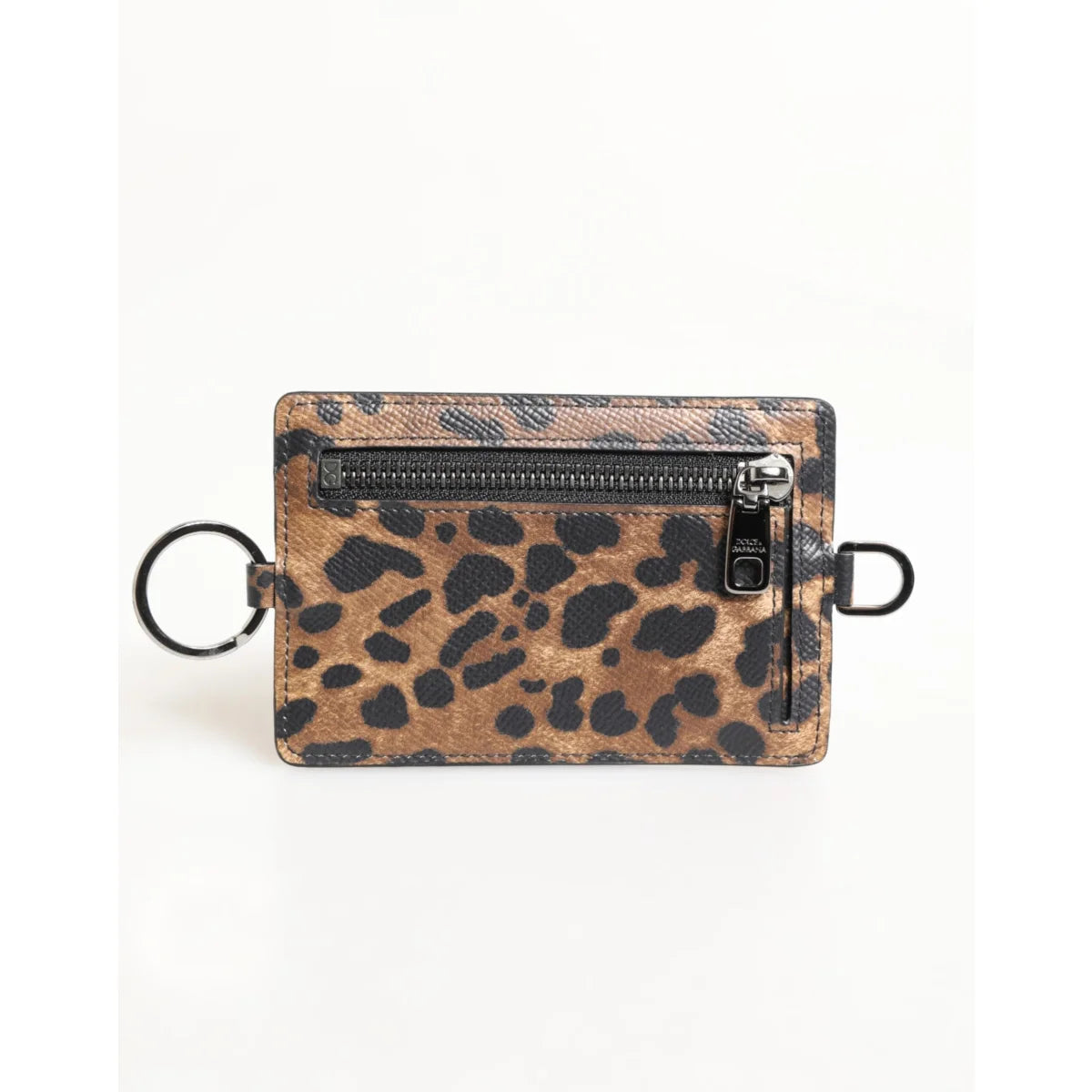 Dolce & Gabbana Leopard Print Card Holder Wallet in Leather