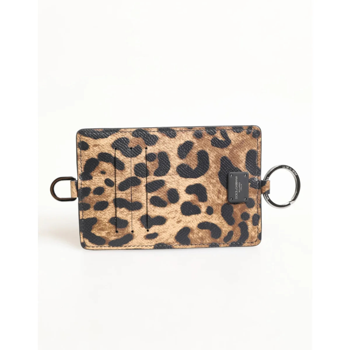 Dolce & Gabbana Leopard Print Card Holder Wallet in Leather