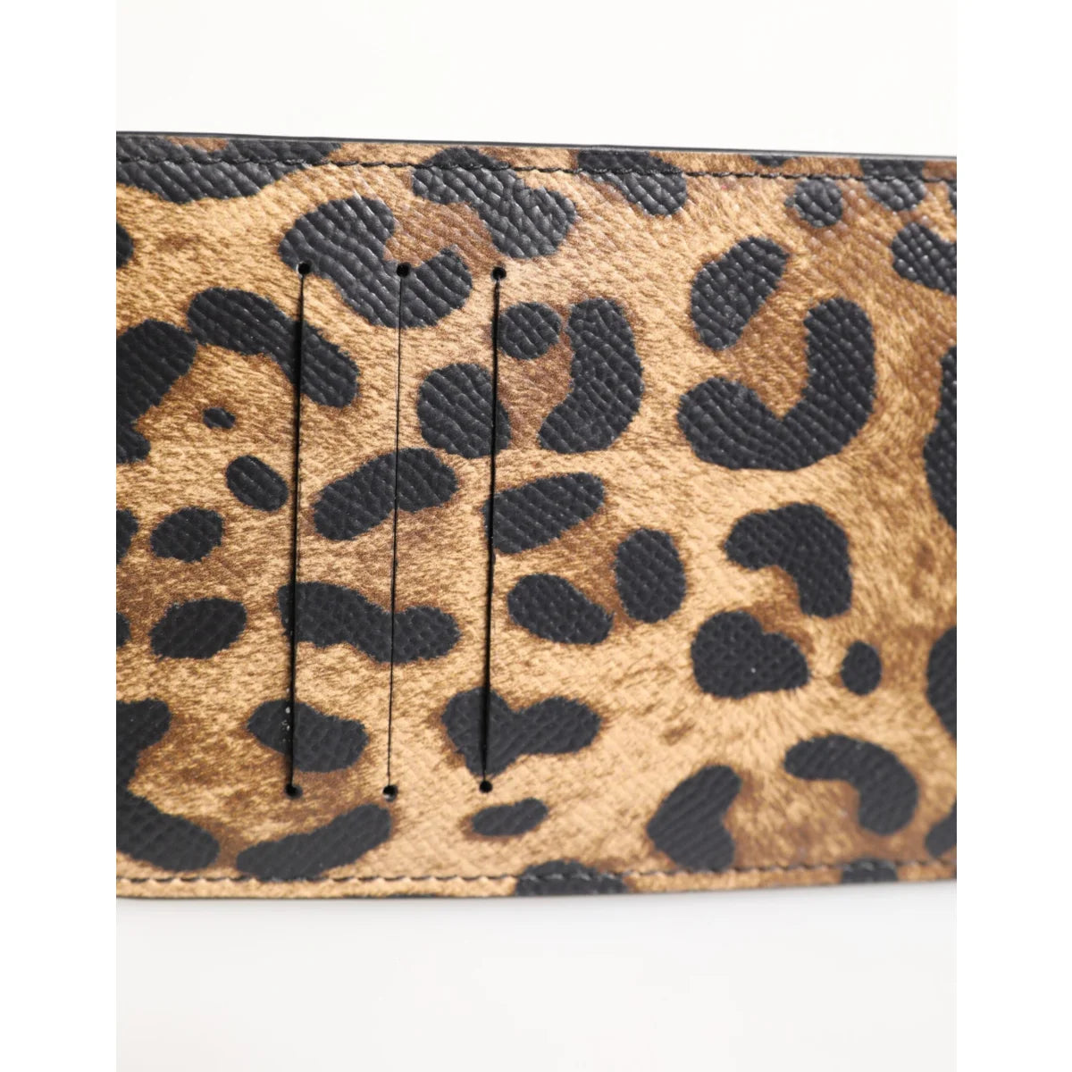 Dolce & Gabbana Leopard Print Card Holder Wallet in Leather