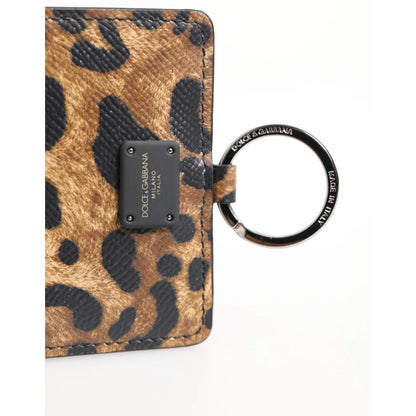 Dolce & Gabbana Leopard Print Card Holder Wallet in Leather