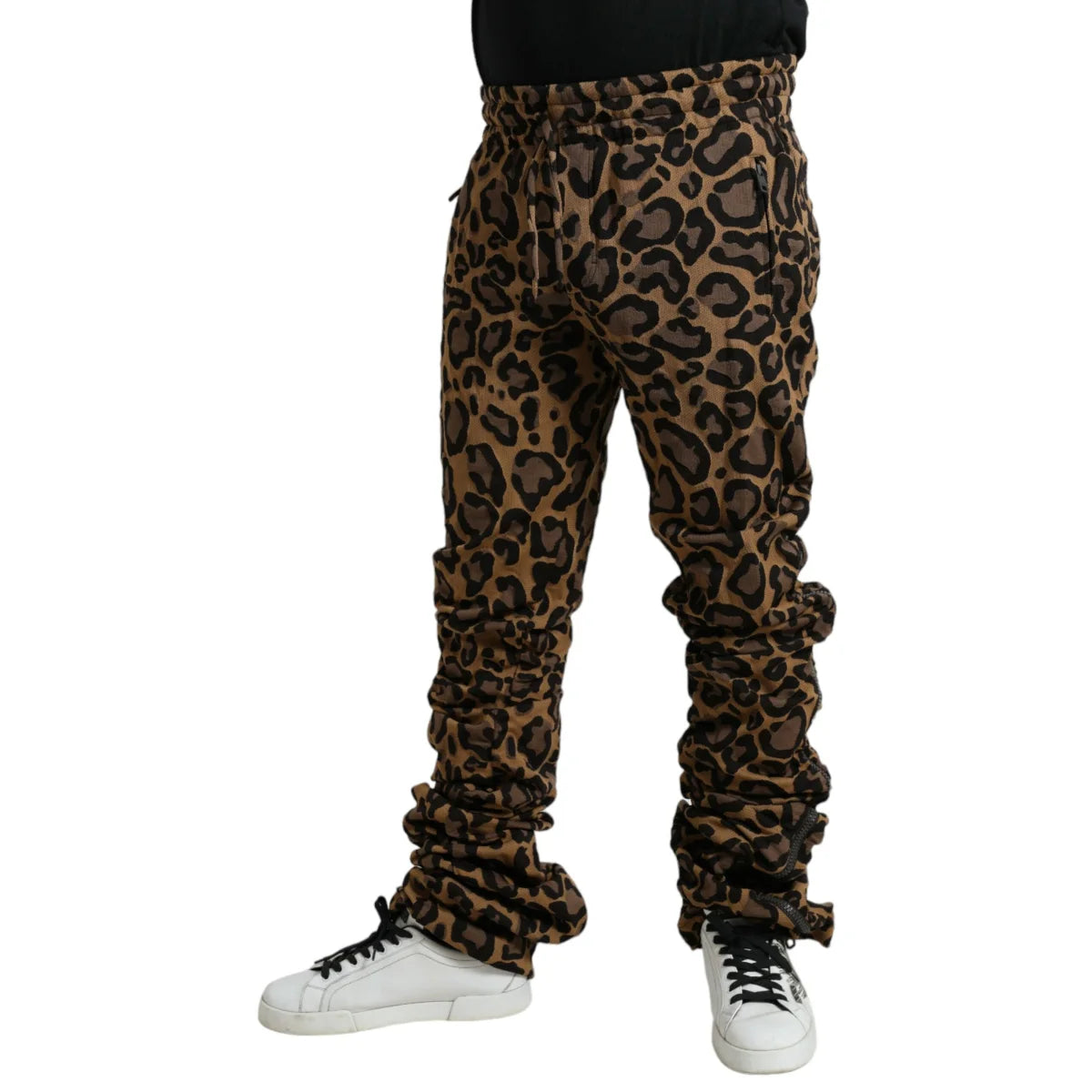 Dolce Gabbana Leopard Print Jogger with Drawstring Waistband Closure &