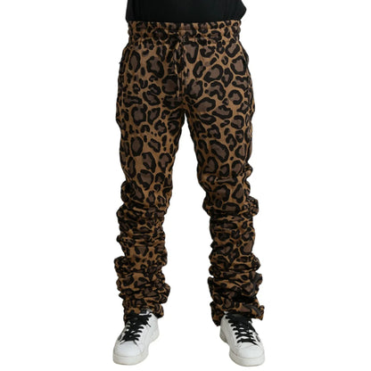 Dolce Gabbana Leopard Print Jogger with Drawstring Waistband Closure &