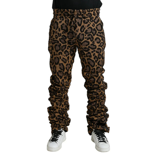 Dolce Gabbana Leopard Print Jogger with Drawstring Waistband Closure &