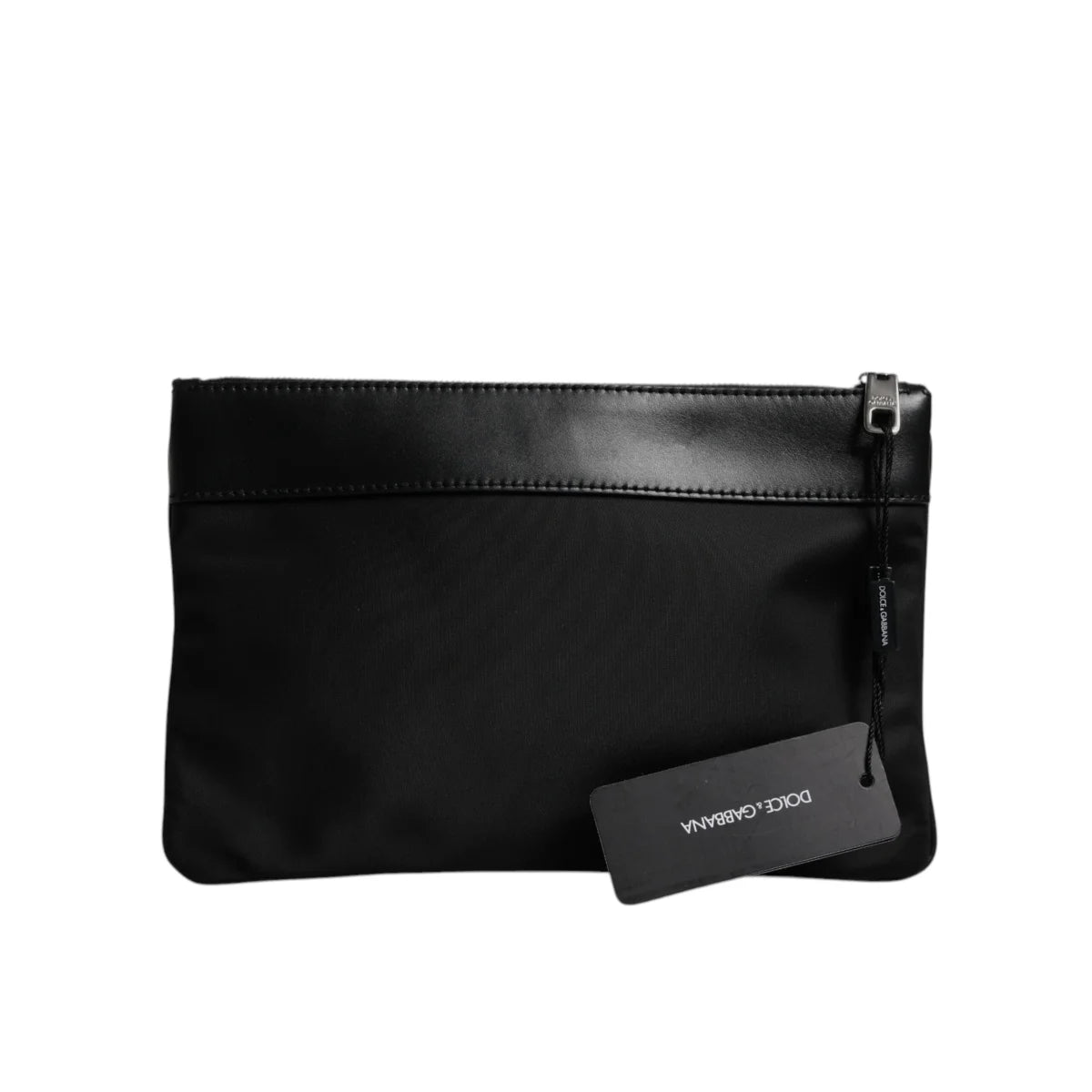 Dolce & Gabbana Leopard Print Pouch Bag with Logo Plaque Detailing