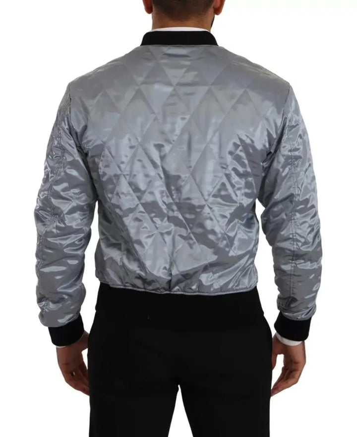 Dolce &amp; Gabbana Light Blue Bomber Coat Men Jacket
