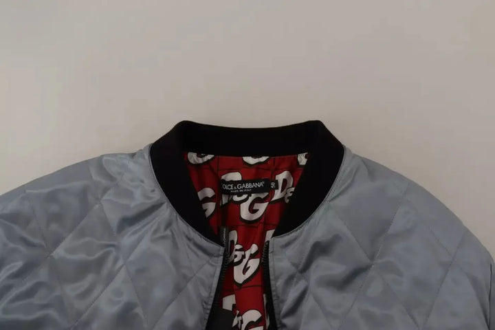 Dolce &amp; Gabbana Light Blue Bomber Coat Men Jacket