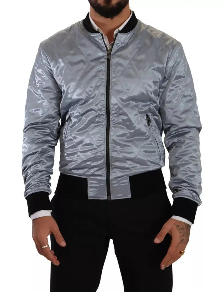 Dolce &amp; Gabbana Light Blue Bomber Coat Men Jacket