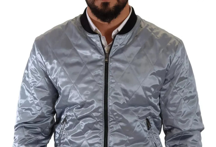 Dolce &amp; Gabbana Light Blue Bomber Coat Men Jacket