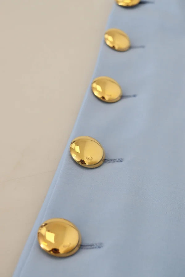 Dolce &amp; Gabbana Light Blue Button Wide Leg Pants