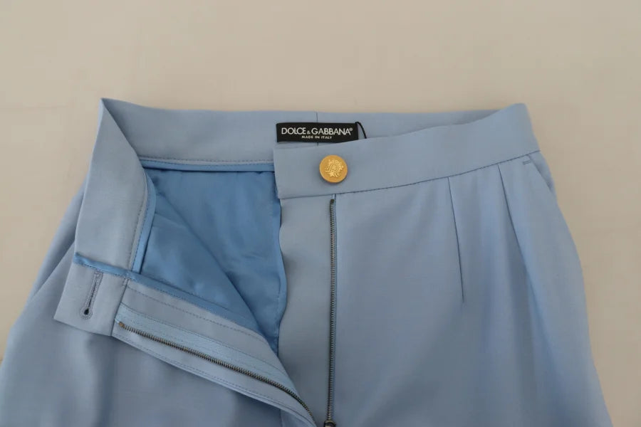 Dolce &amp; Gabbana Light Blue Button Wide Leg Pants