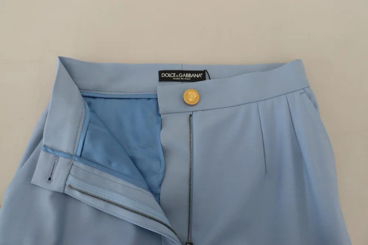 Dolce &amp; Gabbana Light Blue Button Wide Leg Pants