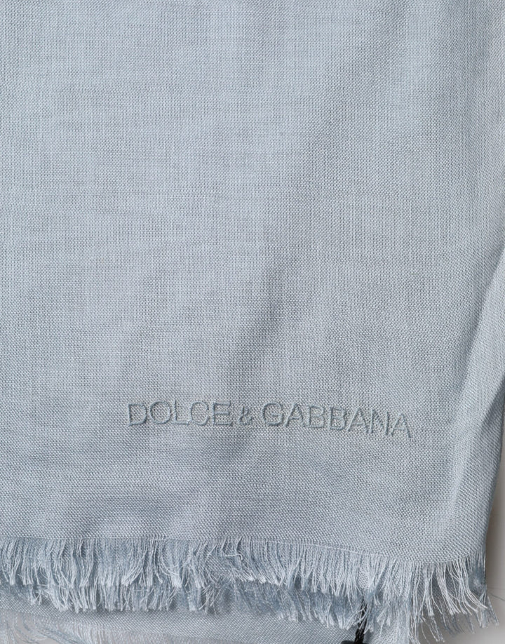 Dolce &amp; Gabbana Light Blue Cashmere Knitted Shawl