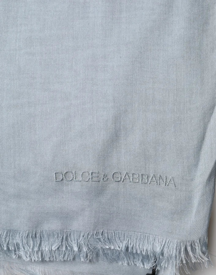 Dolce &amp; Gabbana Light Blue Cashmere Knitted Shawl