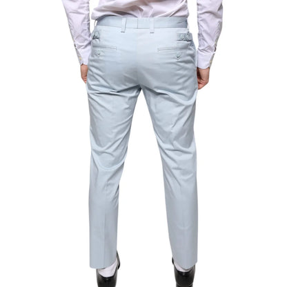 Dolce Gabbana Light Blue Cotton Blend Dress Pants for a Sleek Look &