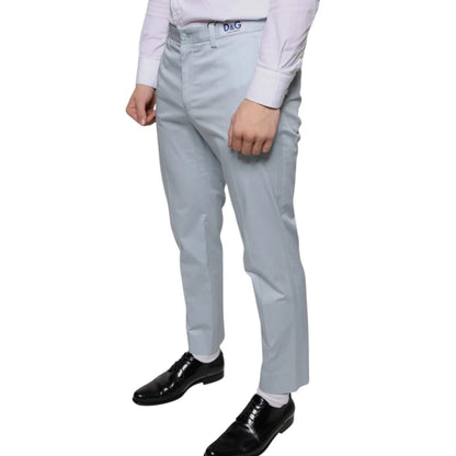 Dolce Gabbana Light Blue Cotton Blend Dress Pants for a Sleek Look &