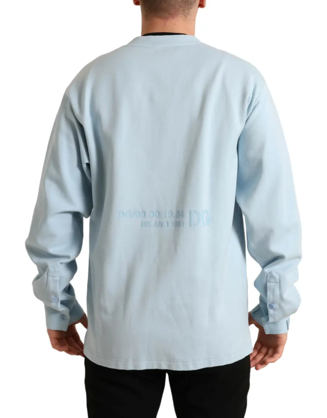 Dolce &amp; Gabbana Light Blue Cotton Buttoned Pullover Sweater