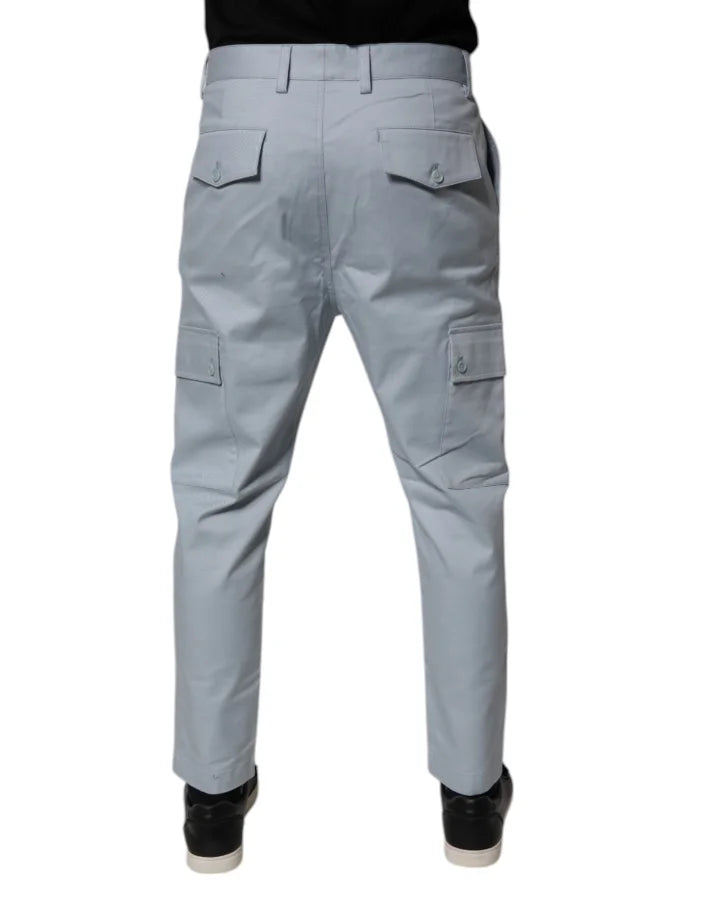 Dolce &amp; Gabbana Light Blue Cotton Cargo Tapered Pants