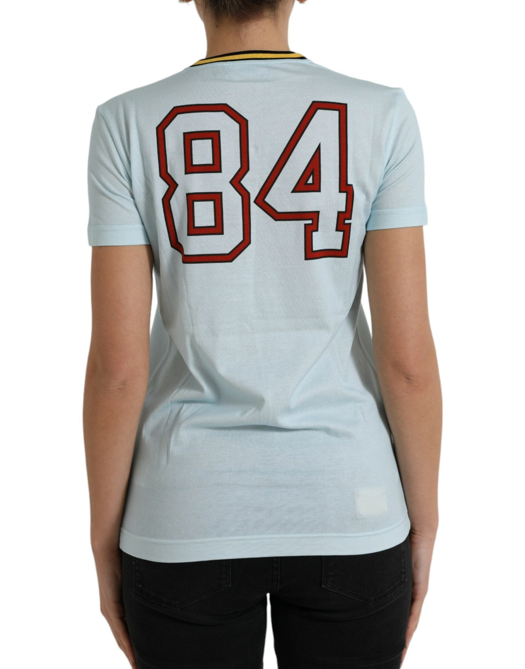 Dolce &amp; Gabbana - Light Blue Cotton Free Love Crew Neck T-shirt