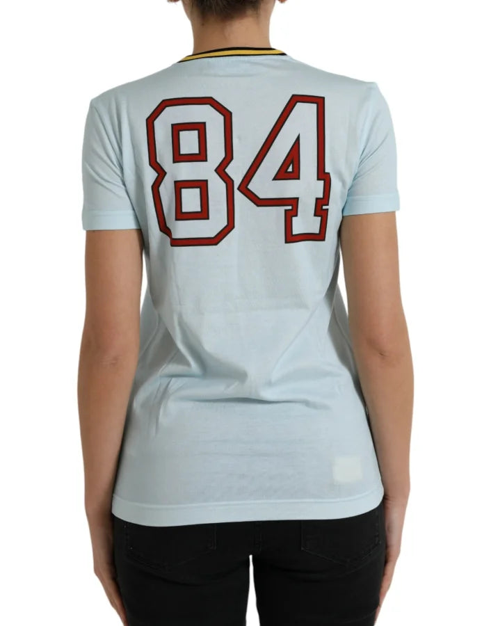 Dolce &amp; Gabbana Light Blue Cotton Free Love Crew Neck T-shirt