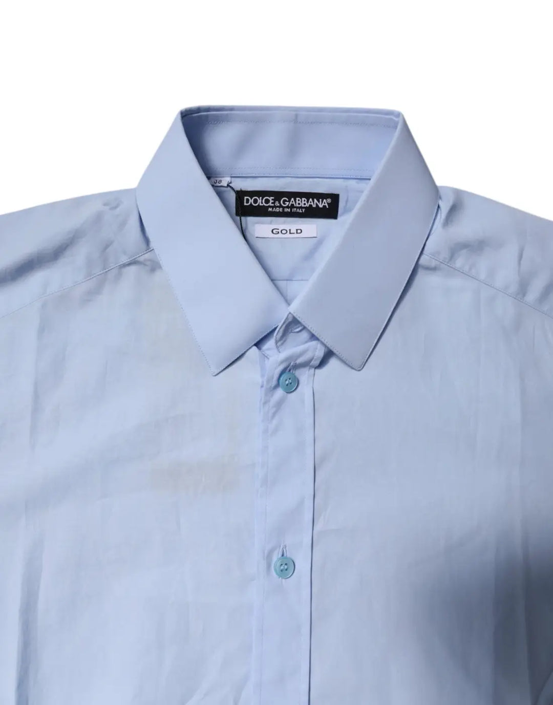 Dolce &amp; Gabbana Light Blue Cotton GOLD Dress Formal Shirt
