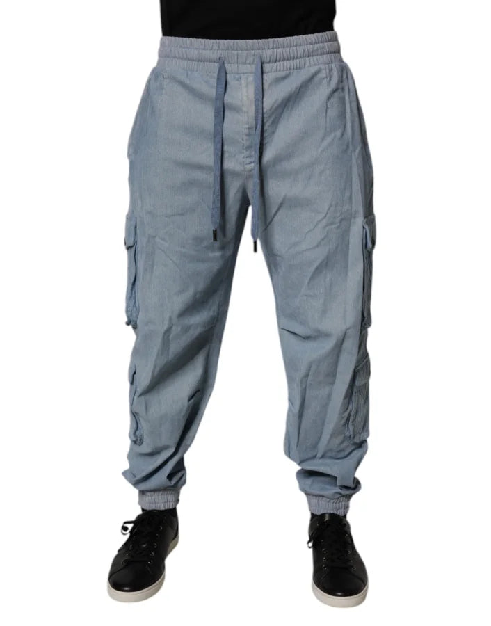 Dolce &amp; Gabbana Light Blue Cotton Jogger Cargo Men Denim Pants