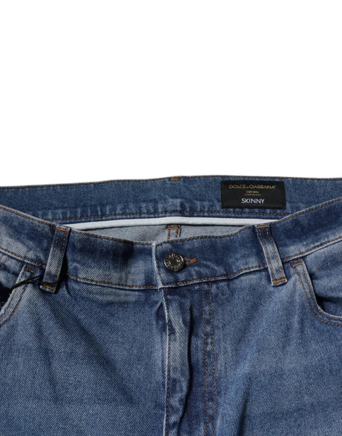 Dolce &amp; Gabbana Light Blue Cotton Men Skinny Denim Jeans