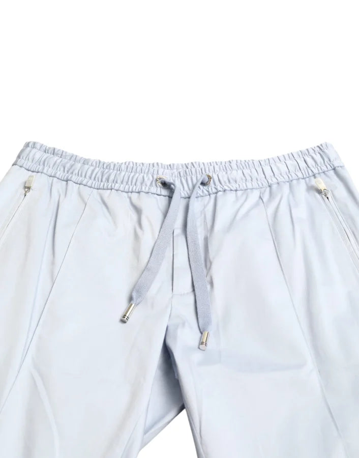 Dolce &amp; Gabbana Light Blue Cotton Stretch Jogger Pants