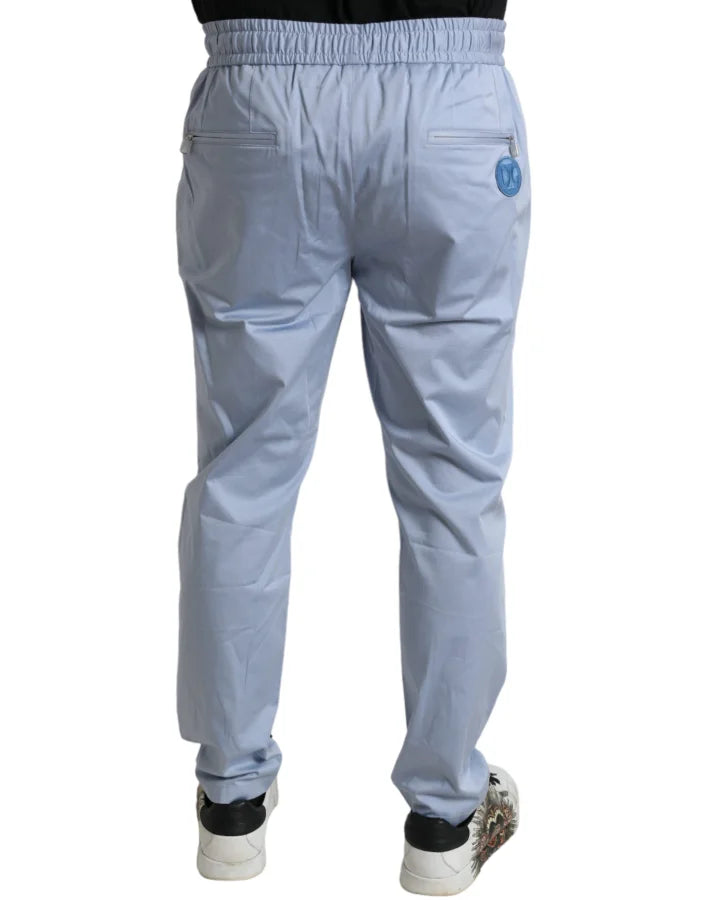 Dolce &amp; Gabbana Light Blue Cotton Stretch Jogger Pants