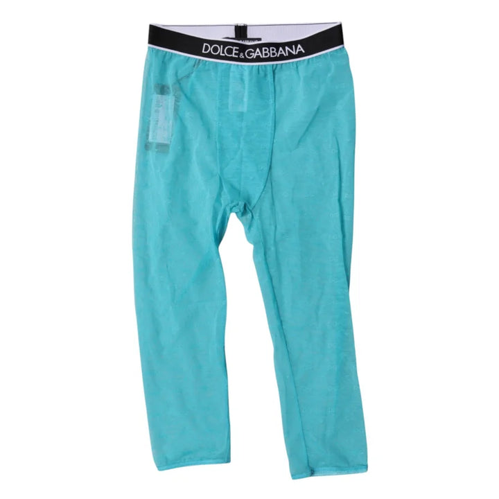Dolce &amp; Gabbana Light Blue DG Logo Nylon Cropped Tights Underwear