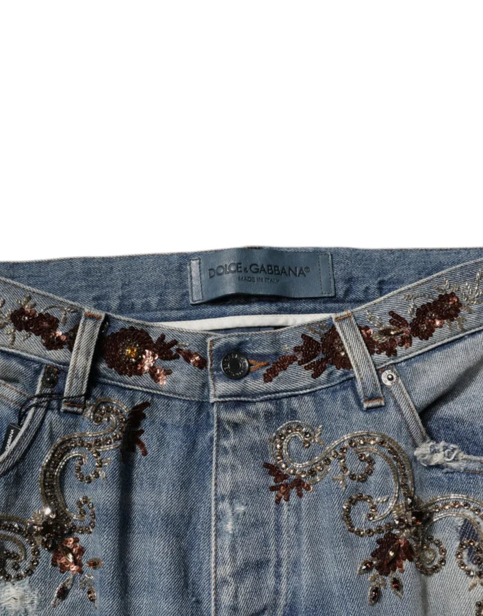 Dolce &amp; Gabbana Light Blue Embroidered Skinny Denim Jeans