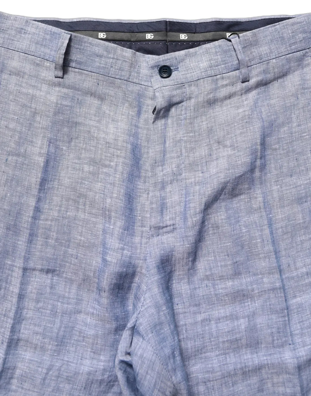 Dolce &amp; Gabbana Light Blue Linen Straight Dress Trouser Pants