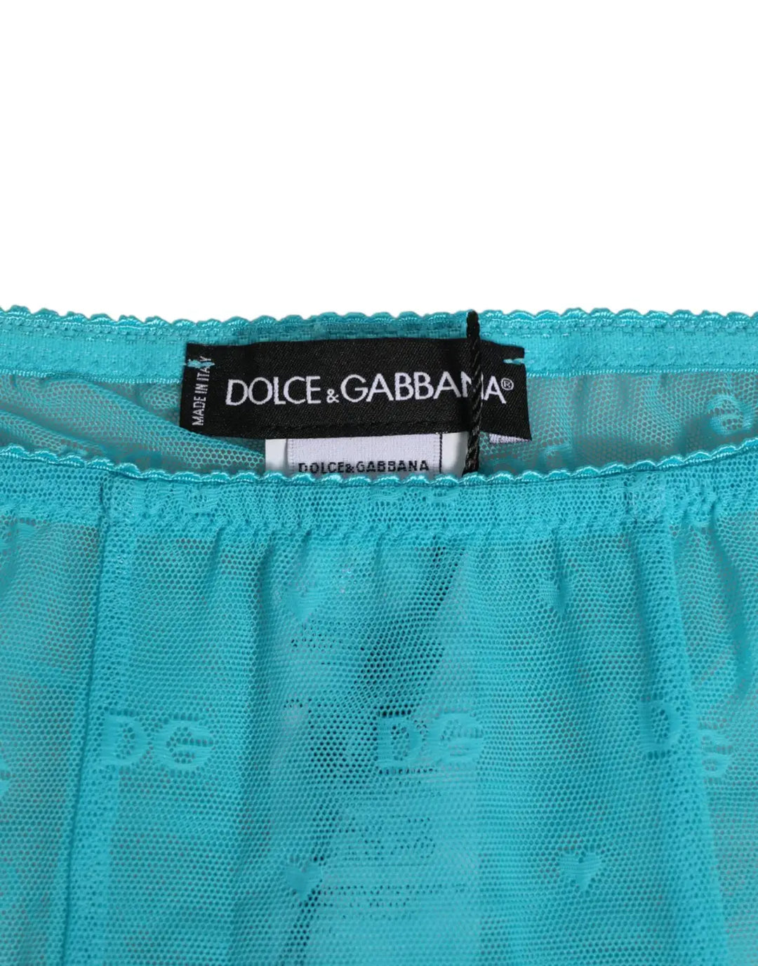 Dolce &amp; Gabbana Light Blue Logo Lace Tight Midi Trouser Underwear