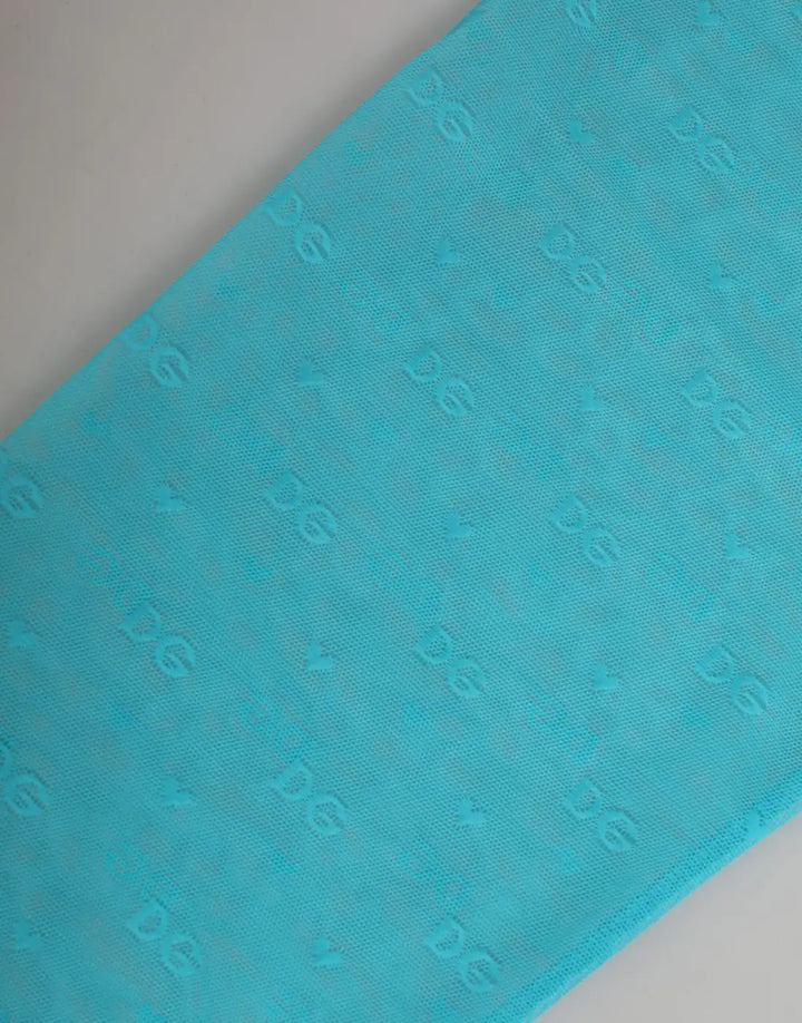Dolce &amp; Gabbana Light Blue Logo Lace Tight Midi Trouser Underwear