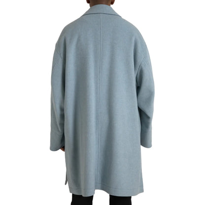 Dolce Gabbana Light Blue Long Trench Coat Stunning Authentic Style &