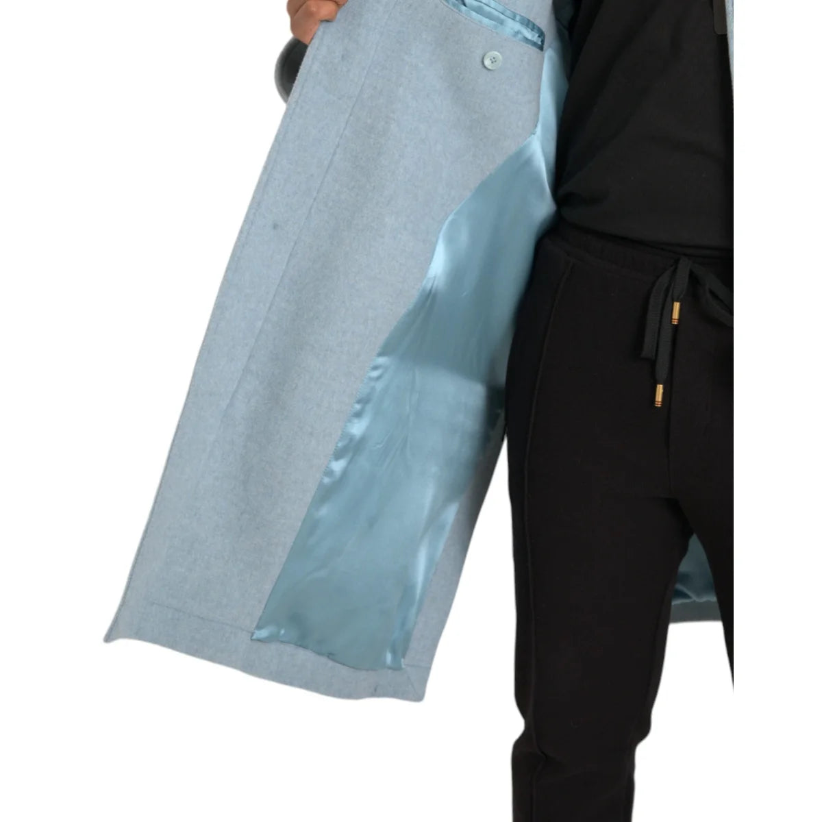 Dolce Gabbana Light Blue Long Trench Coat Stunning Authentic Style &