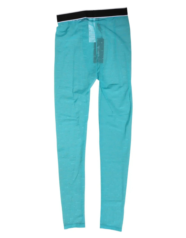 Dolce &amp; Gabbana Light Blue Nylon Logo Lace Leggings Pants Underwear