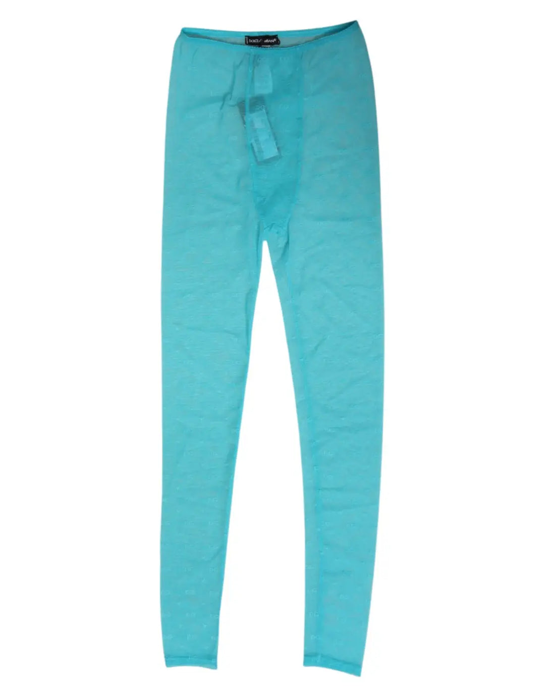 Dolce &amp; Gabbana Light Blue Nylon Logo Lace Leggings Pants Underwear
