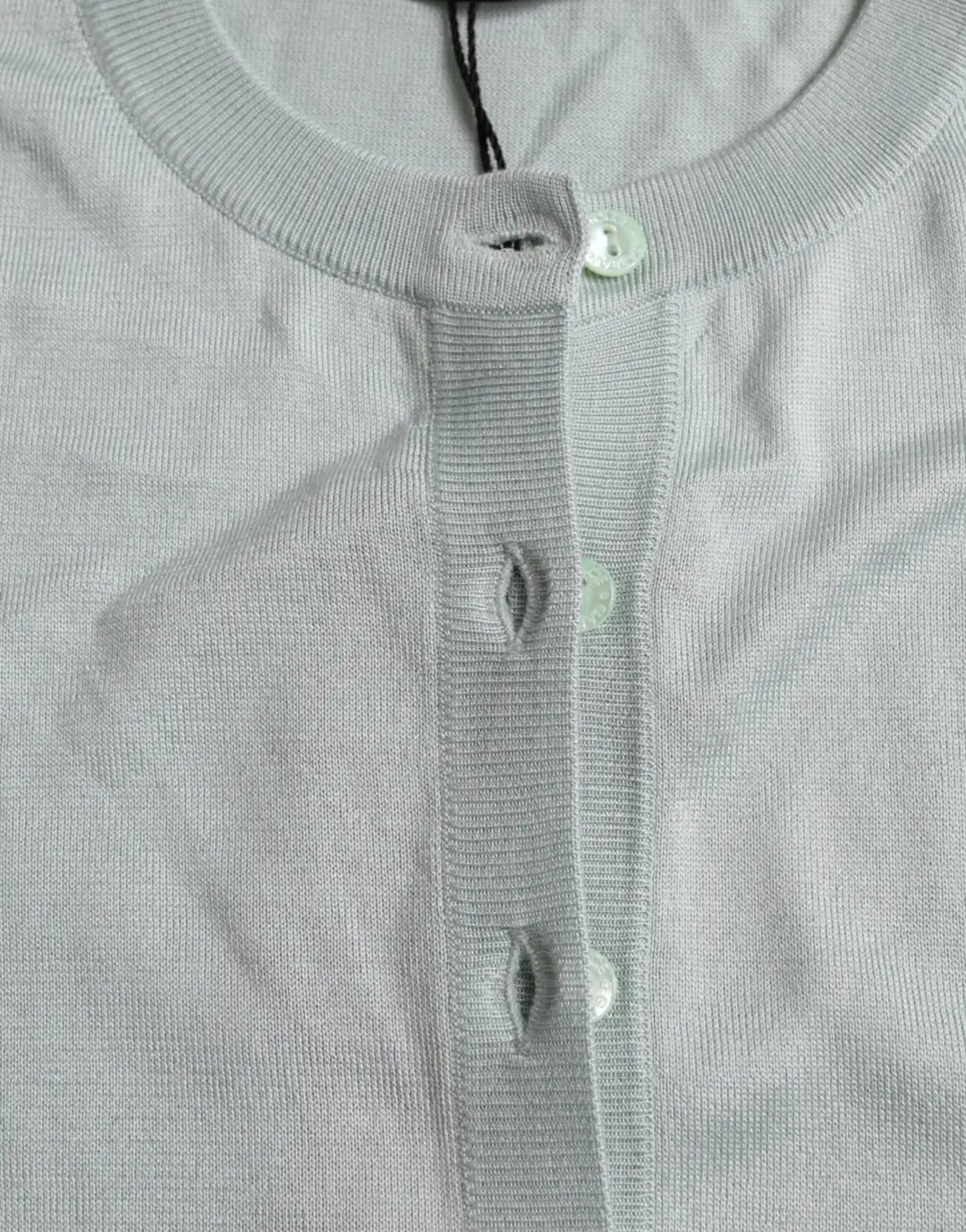 Dolce &amp; Gabbana Light Blue Silk Crew Neck Cardigan Sweater