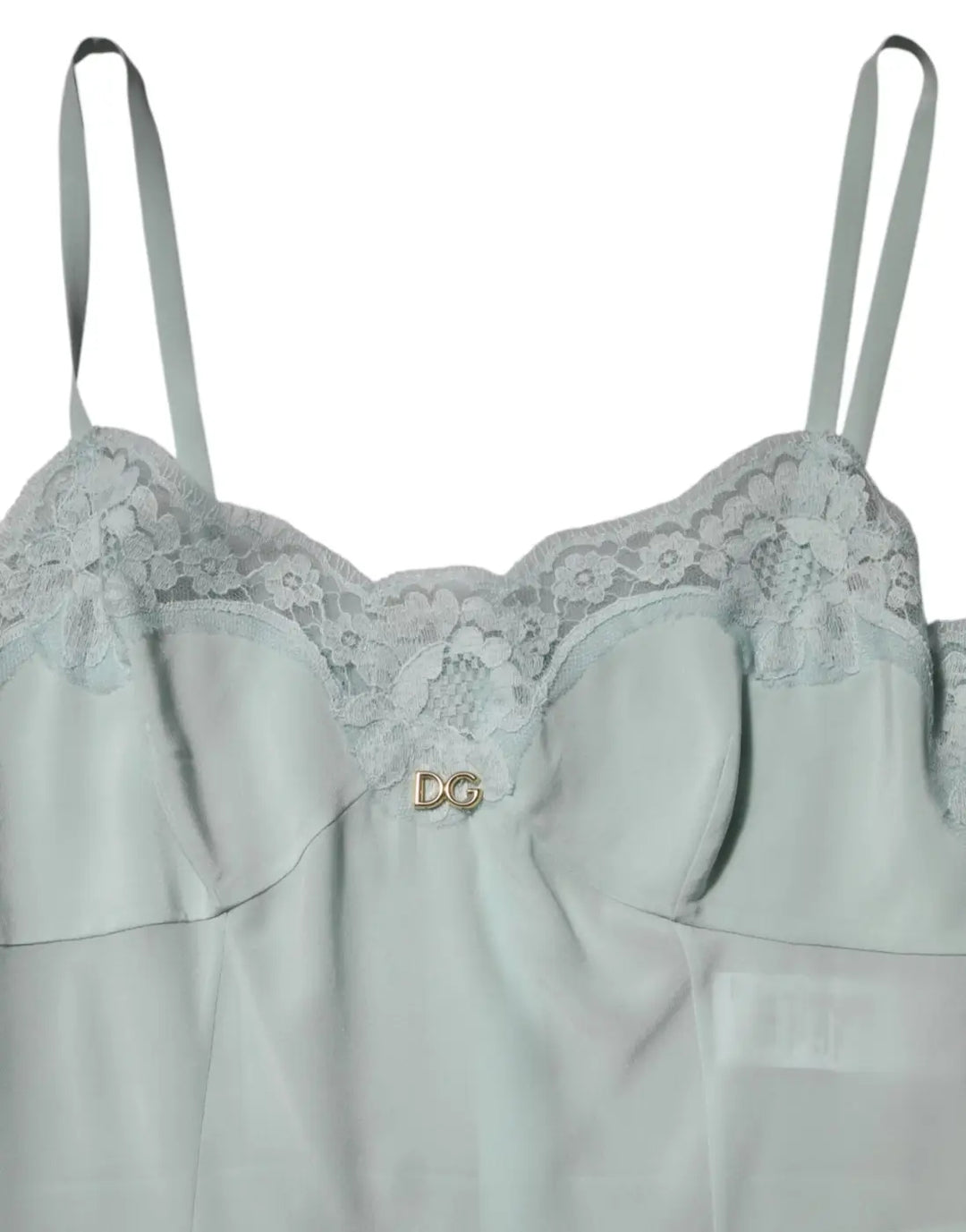 Dolce &amp; Gabbana Light Blue Silk Lace Midi Bodycon Slip Dress