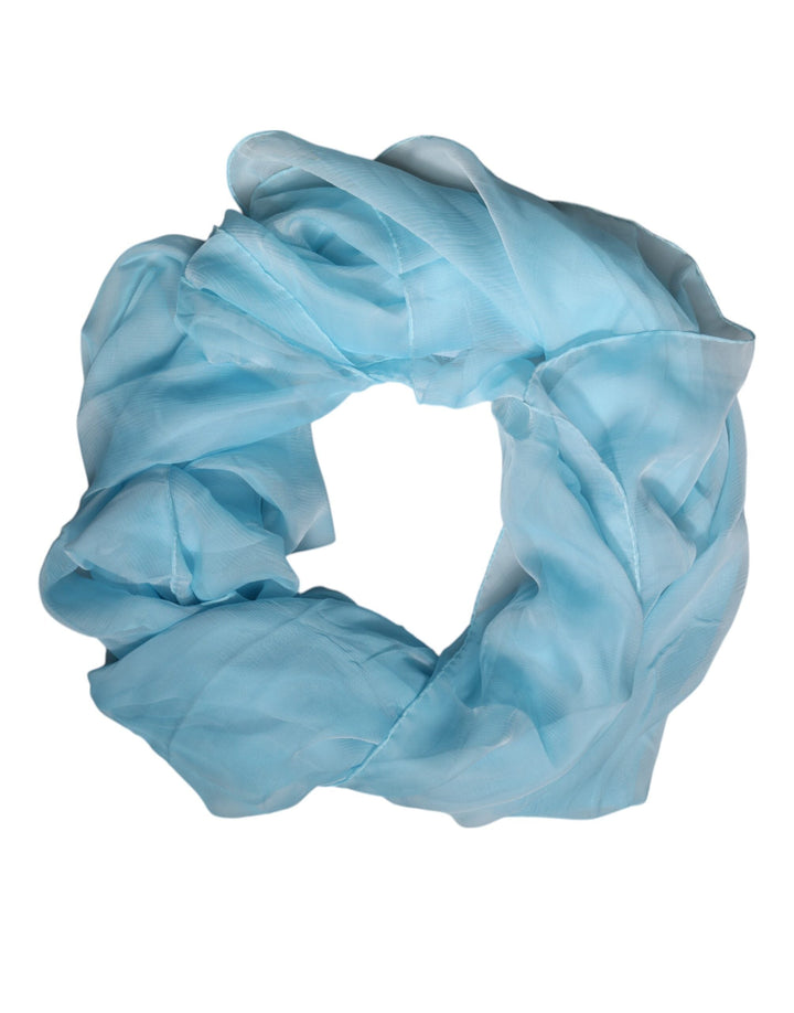 Dolce &amp; Gabbana Light Blue Silk Rectangle Wrap Shawl Scarf