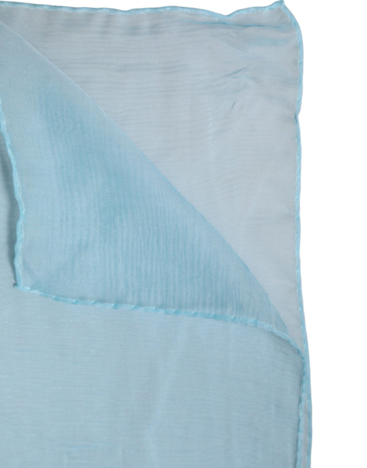 Dolce &amp; Gabbana Light Blue Silk Rectangle Wrap Shawl Scarf