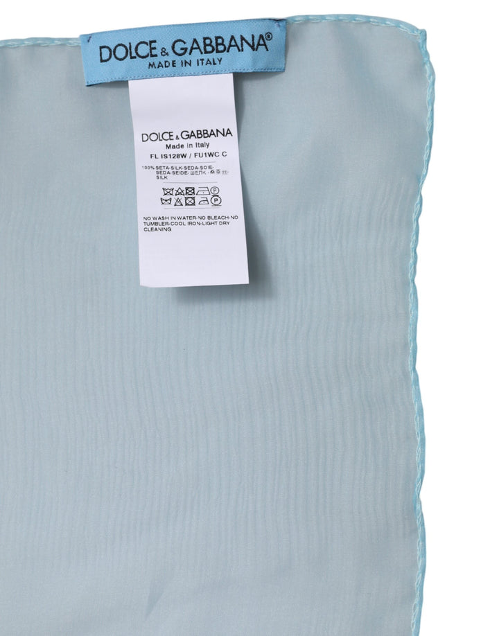 Dolce &amp; Gabbana Light Blue Silk Rectangle Wrap Shawl Scarf