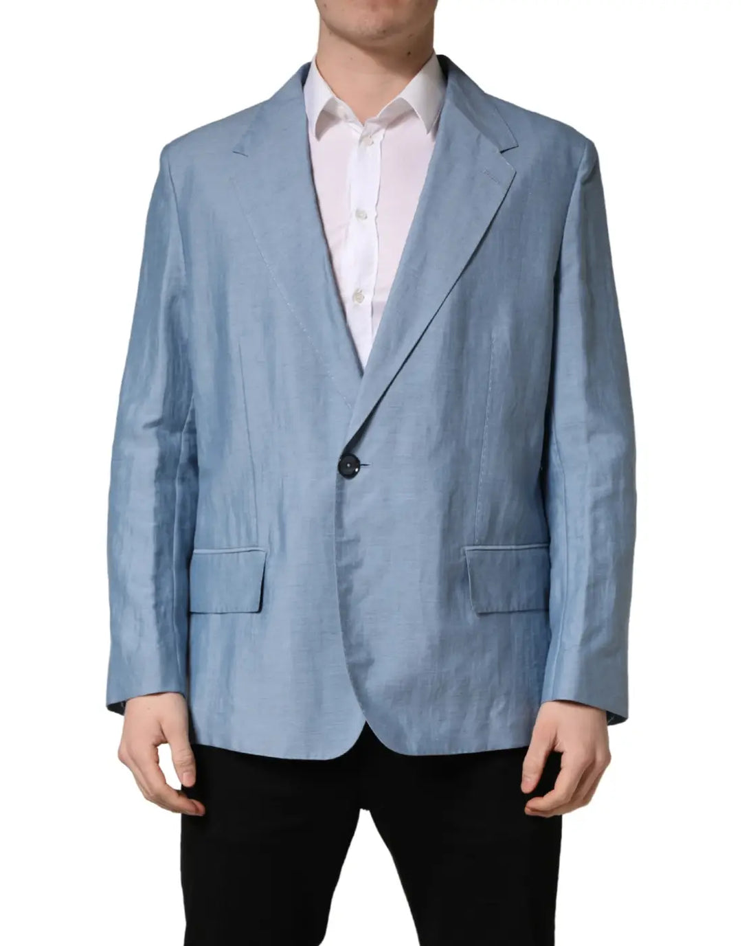 Dolce &amp; Gabbana Light Blue Single Breasted Men Jacket Blazer