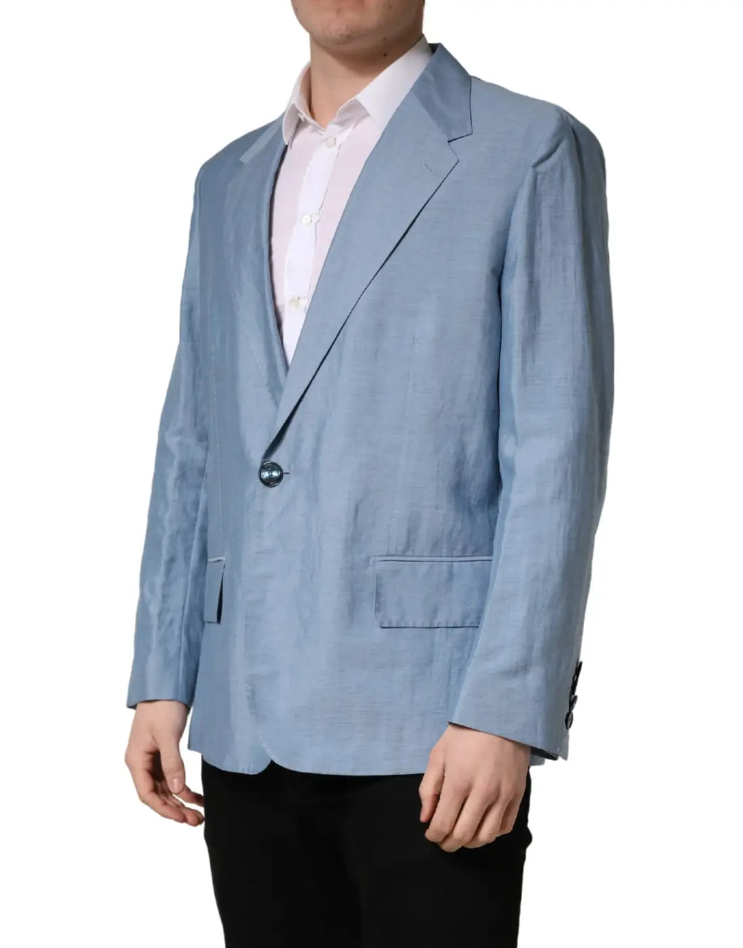 Dolce &amp; Gabbana Light Blue Single Breasted Men Jacket Blazer